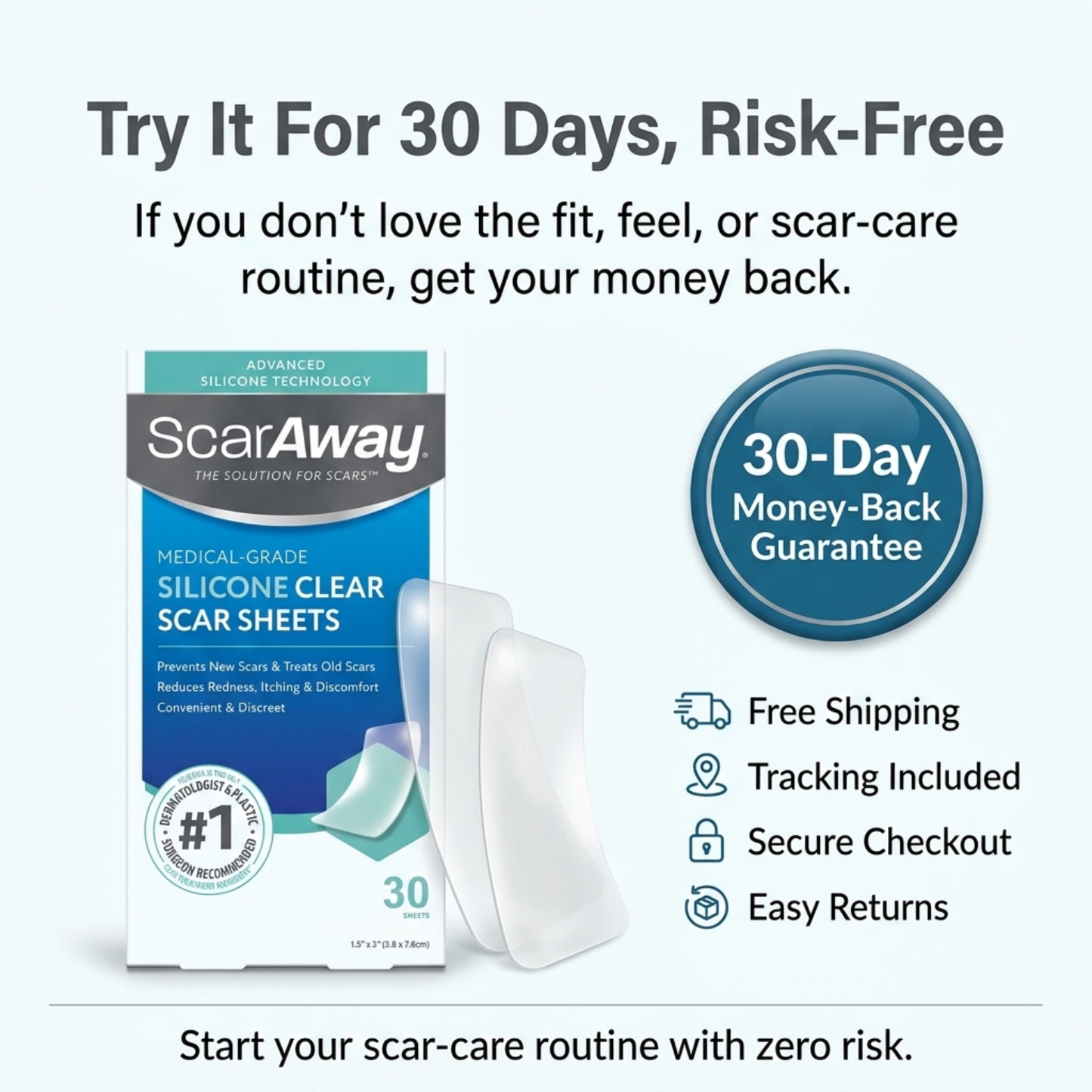 Silicone Scar Sheets - Scar Away Advanced
