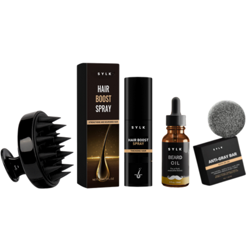 Hair Boost Spray + BoostBrush + Beard Oil + Anti-Gray Bar