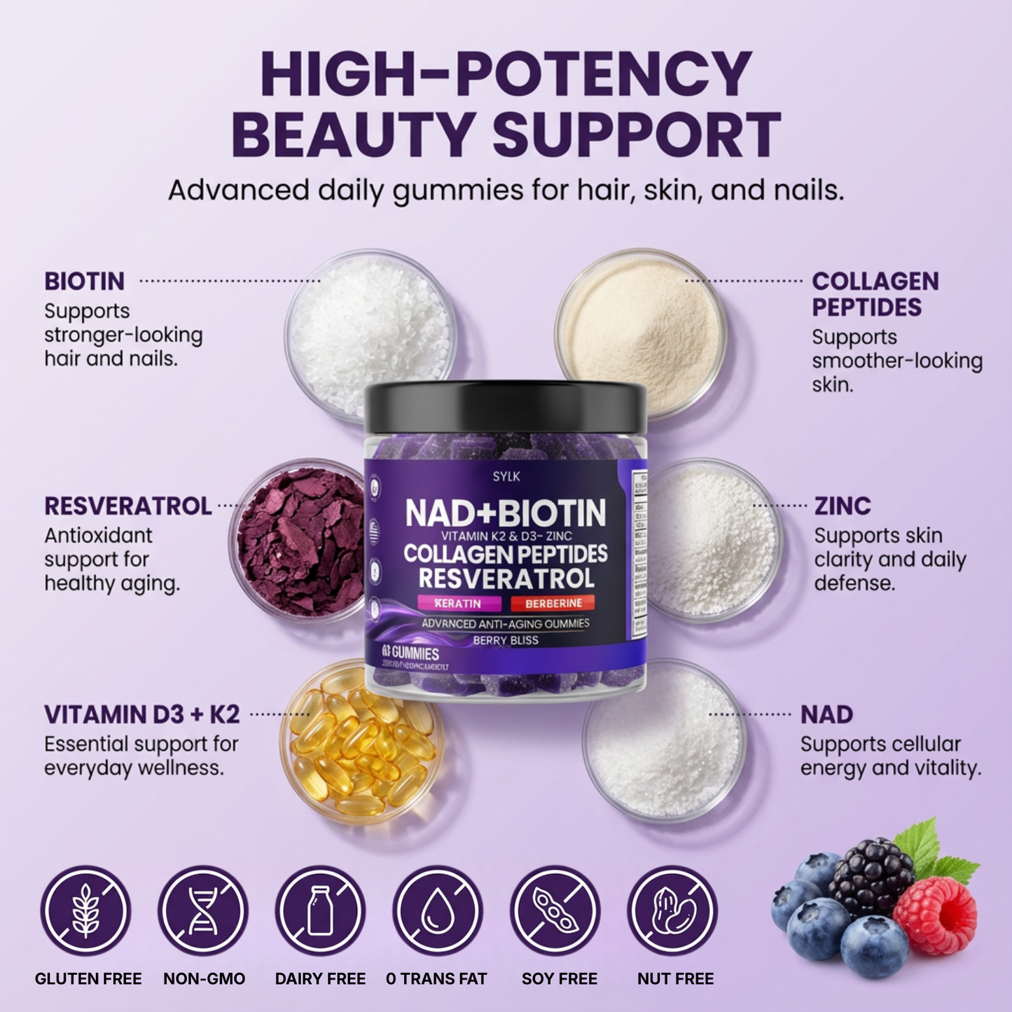 Hair Skin Nails+ Gummies 9-in-1