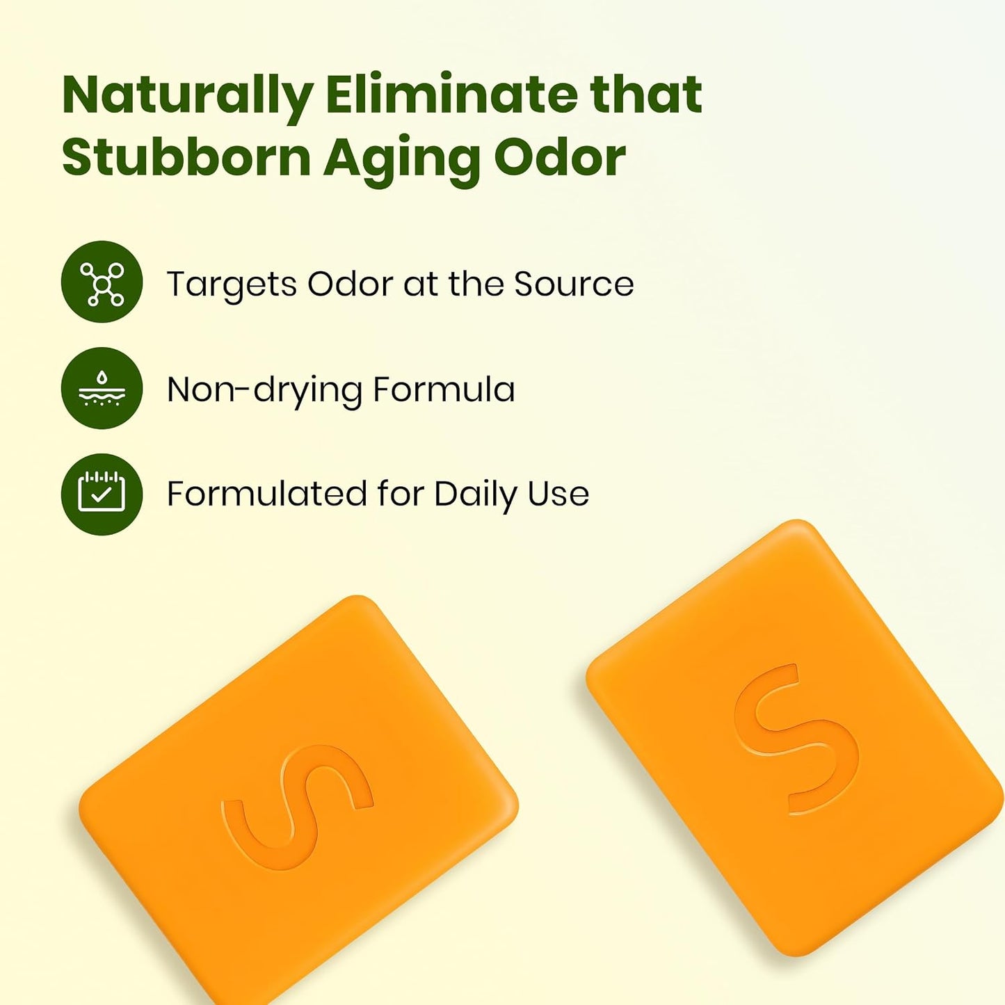 Japanese Persimmon Soap | Body Odor Bar - Old People Smell Cleanser, 2 Pack