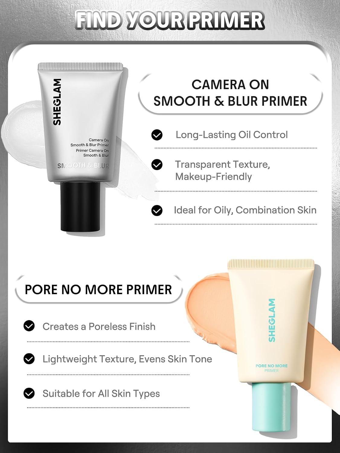 SHEGLAM Camera On Smooth & Blur Primer Mattifying Makeup Base Primer for Smoothing Skin