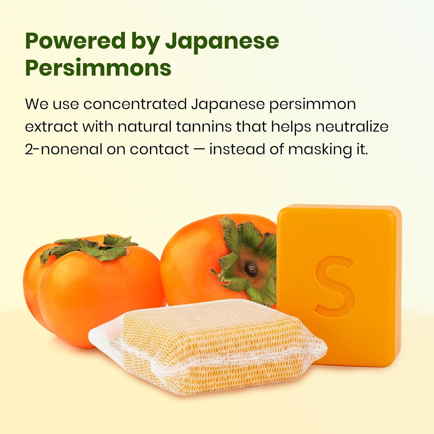 Japanese Persimmon Soap | Body Odor Bar - Old People Smell Cleanser, 2 Pack