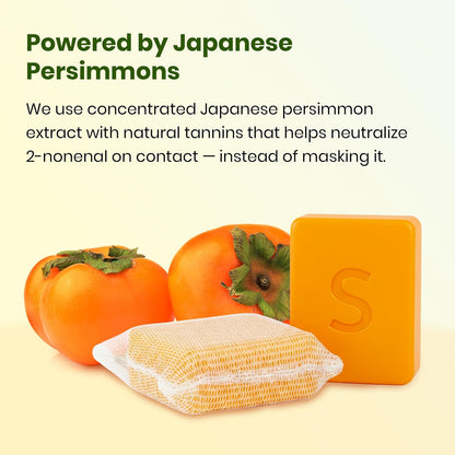 Japanese Persimmon Soap | Body Odor Bar - Old People Smell Cleanser, 2 Pack